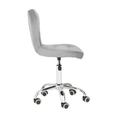 Fayth Grey Velvet Button Tufted Home Office Chair