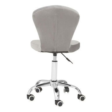 Fayth Grey Velvet Button Tufted Home Office Chair
