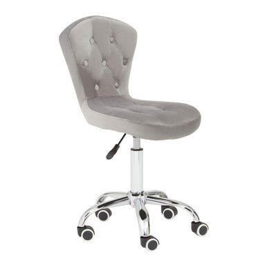 Fayth Grey Velvet Button Tufted Home Office Chair