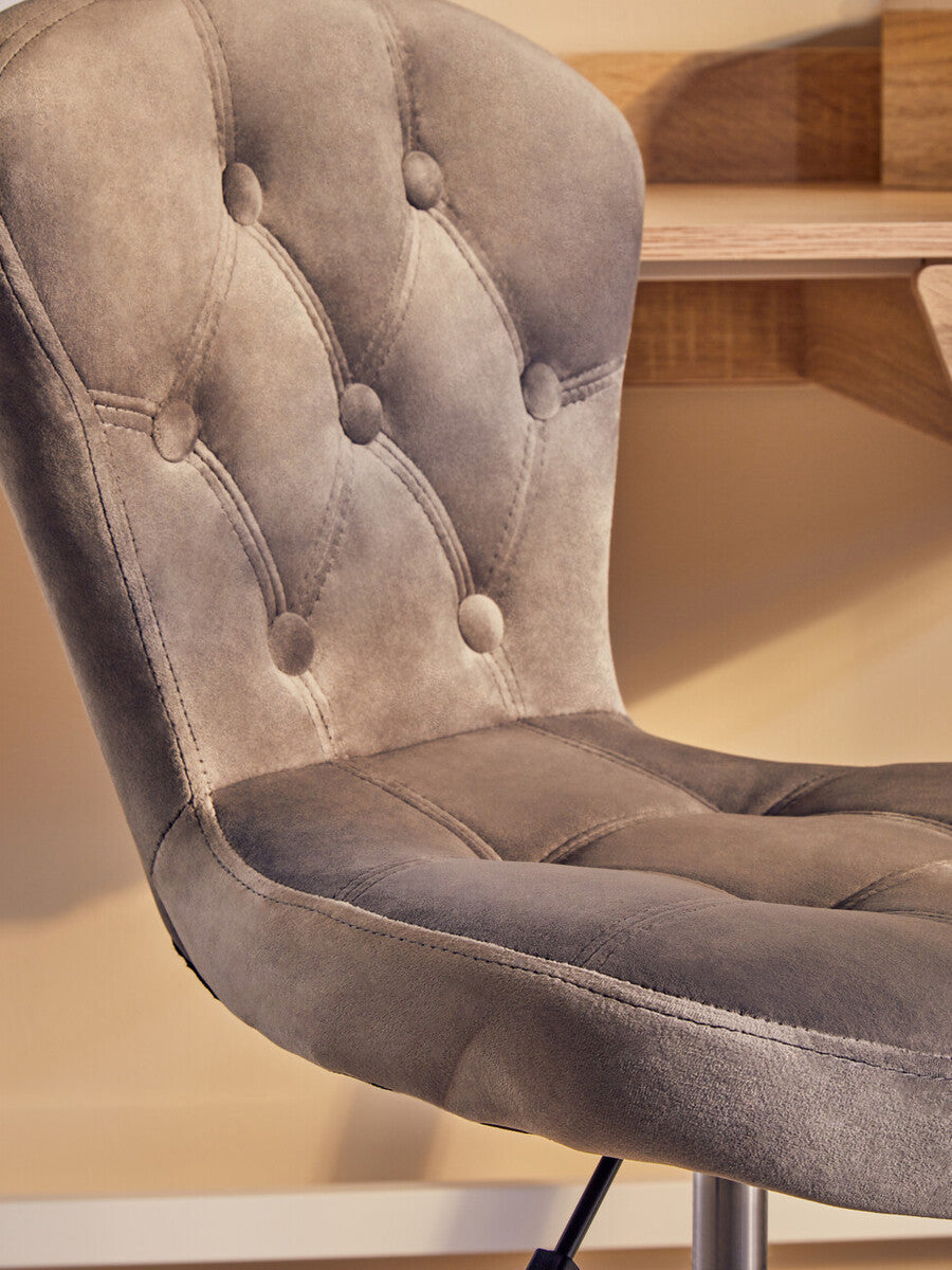 Fayth Grey Velvet Button Tufted Home Office Chair