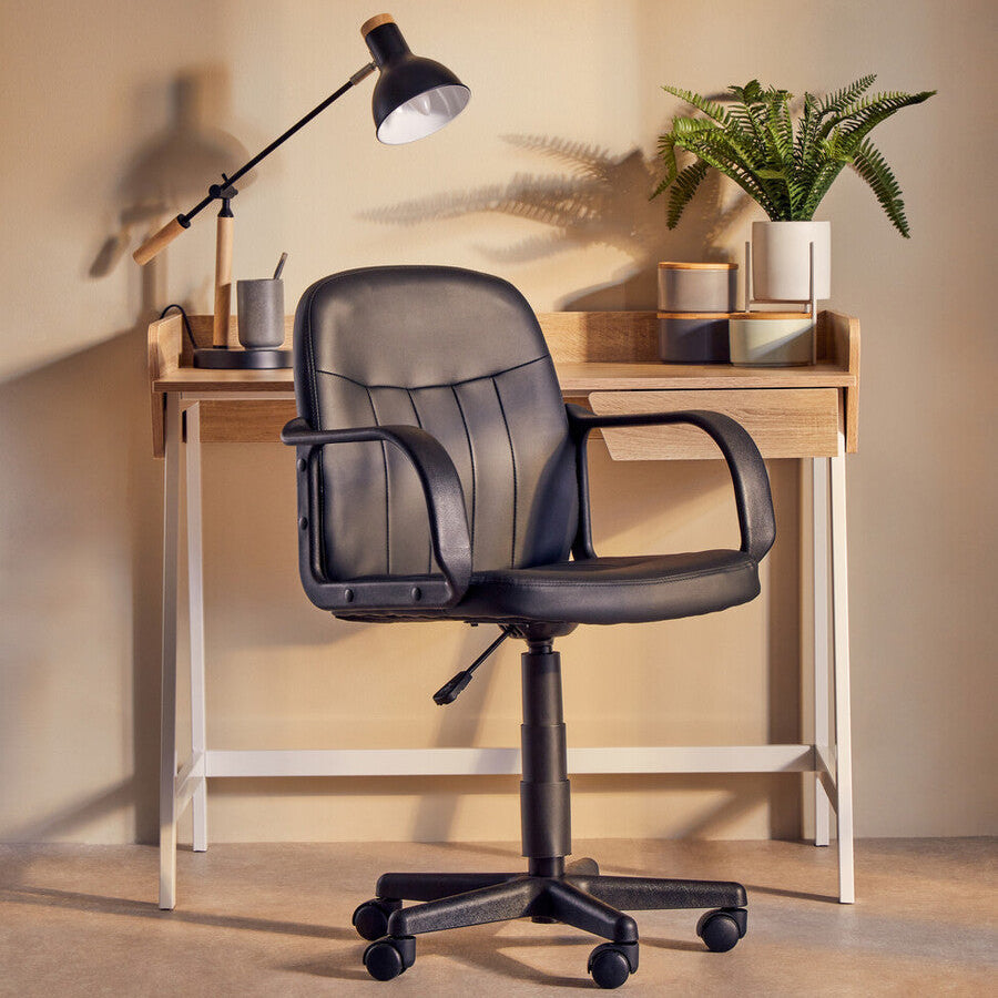 Flint Black Leather Effect Home Office Chair