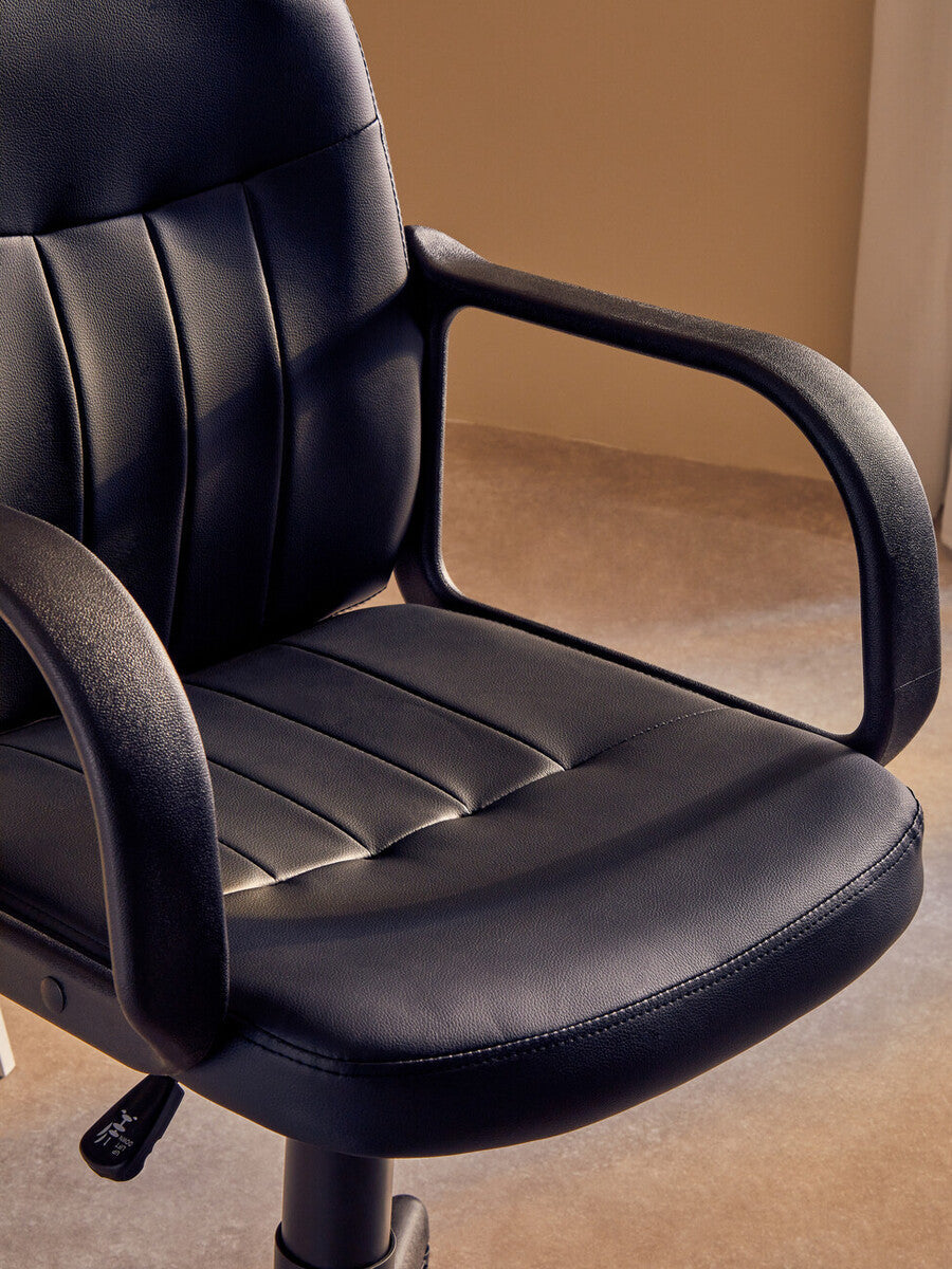 Flint Black Leather Effect Home Office Chair