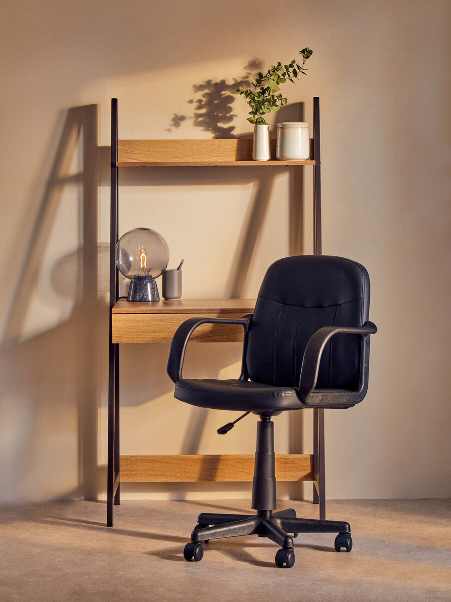 Flint Black Leather Effect Home Office Chair