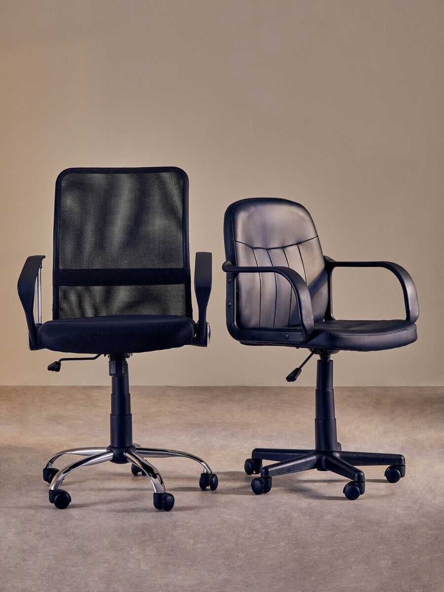 Flint Black Leather Effect Home Office Chair