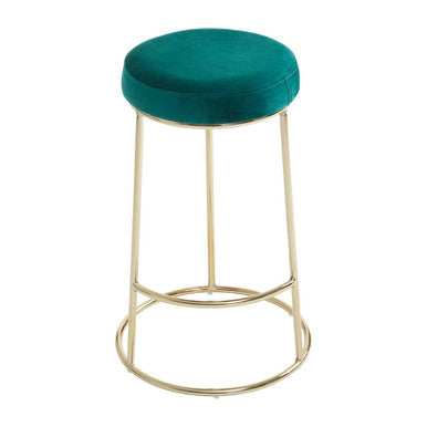 Manhattan Green Velvet and Gold Finish Bar Stool
