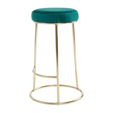 Manhattan Green Velvet and Gold Finish Bar Stool