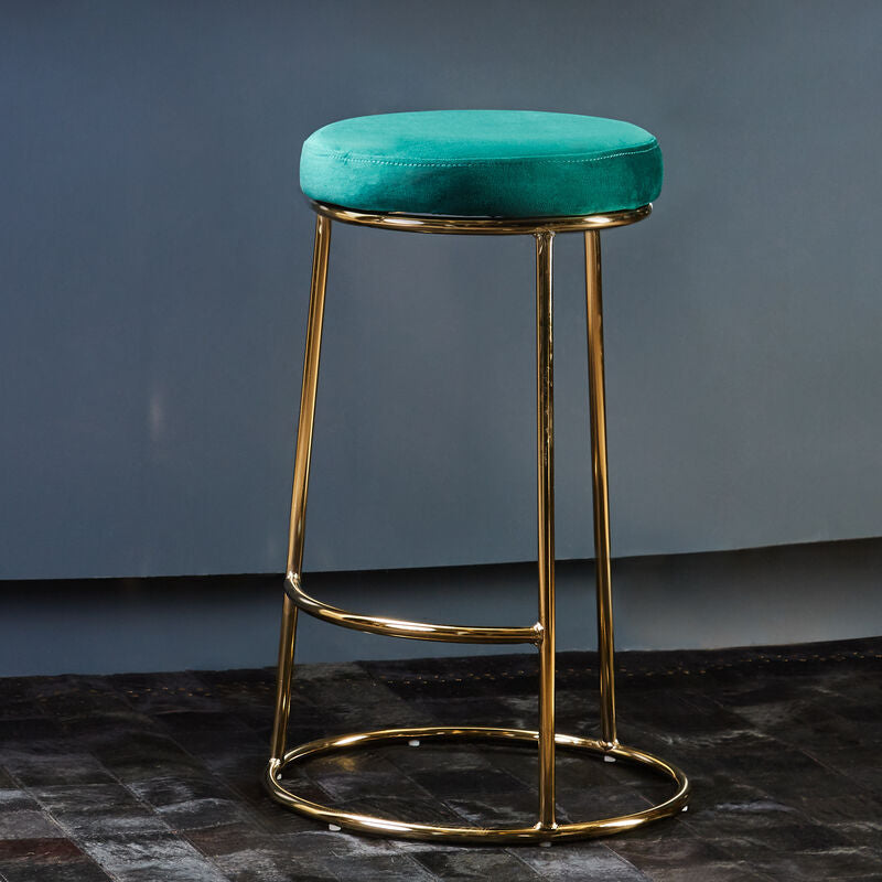 Manhattan Green Velvet and Gold Finish Bar Stool