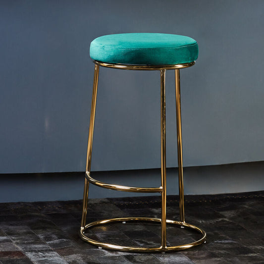Manhattan Green Velvet and Gold Finish Bar Stool