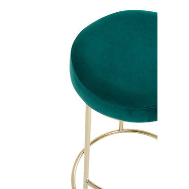 Manhattan Green Velvet and Gold Finish Bar Stool