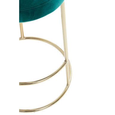 Manhattan Green Velvet and Gold Finish Bar Stool