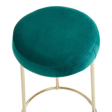 Manhattan Green Velvet and Gold Finish Bar Stool