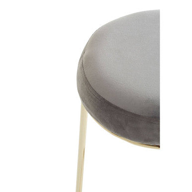 Manhattan Grey Velvet and Gold Finish Tall Bar Stool