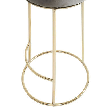 Manhattan Grey Velvet and Gold Finish Tall Bar Stool