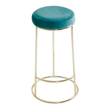 Manhattan Green Velvet and Gold Finish Tall Bar Stool