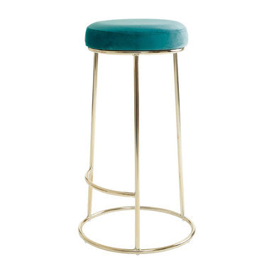 Manhattan Green Velvet and Gold Finish Tall Bar Stool