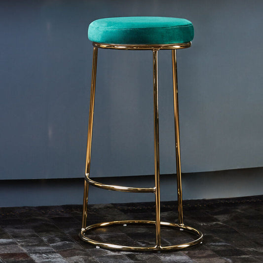Manhattan Green Velvet and Gold Finish Tall Bar Stool