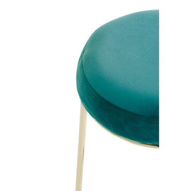 Manhattan Green Velvet and Gold Finish Tall Bar Stool