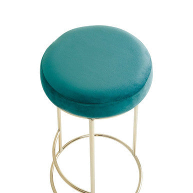 Manhattan Green Velvet and Gold Finish Tall Bar Stool