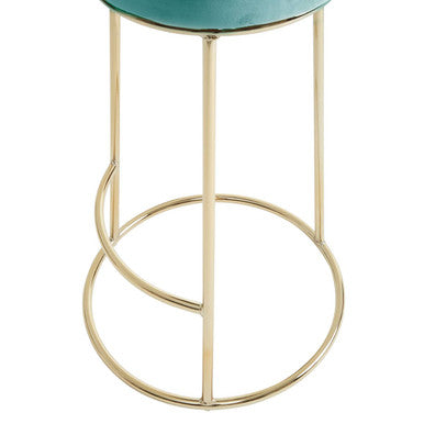 Manhattan Green Velvet and Gold Finish Tall Bar Stool