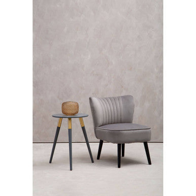 Regents Park Grey Velvet Chair with Black Legs