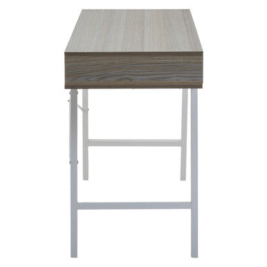 Bradbury Light Oak Veneer and White 2 Drawer Desk with Metal Frame