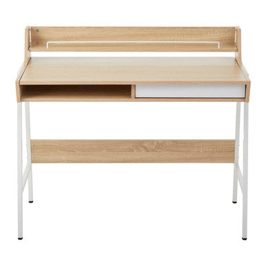 Bradbury Natural Oak Veneer Desk with Drawer and Shelf