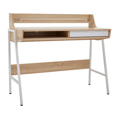 Bradbury Natural Oak Veneer Desk with Drawer and Shelf
