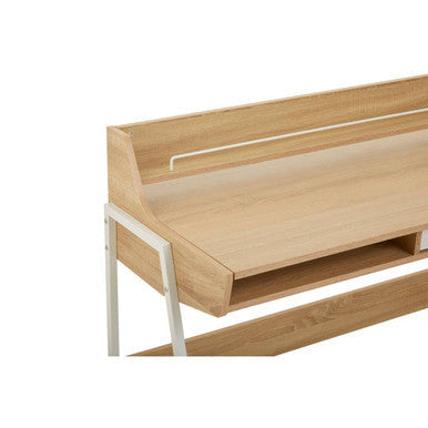 Bradbury Natural Oak Veneer Desk with Drawer and Shelf