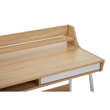 Bradbury Natural Oak Veneer Desk with Drawer and Shelf