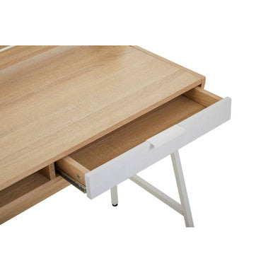 Bradbury Natural Oak Veneer Desk with Drawer and Shelf