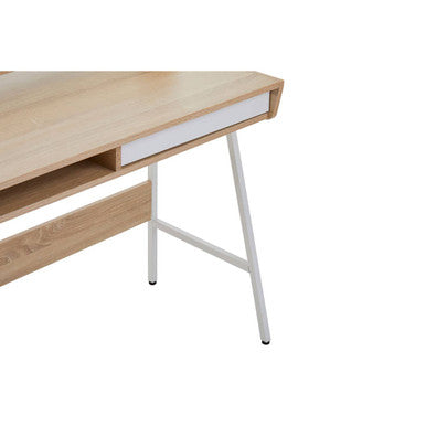 Bradbury Natural Oak Veneer Desk with Drawer and Shelf