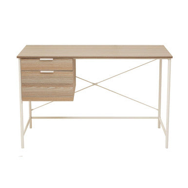 Bradbury Light Oak Veneer 2 Drawer Desk with Metal Frame