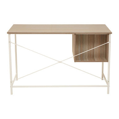 Bradbury Light Oak Veneer 2 Drawer Desk with Metal Frame