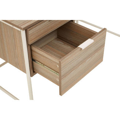 Bradbury Light Oak Veneer 2 Drawer Desk with Metal Frame