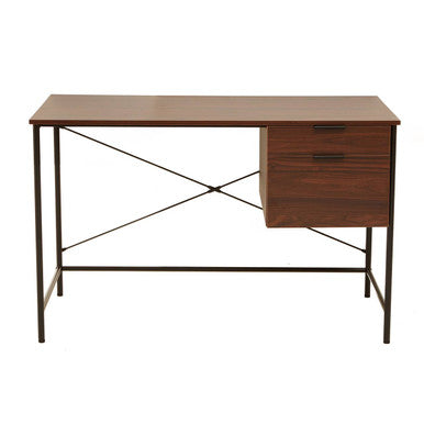 Bradbury Dark Walnut Veneer 2 Drawer Desk with Metal Frame