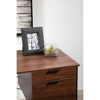 Bradbury Dark Walnut Veneer 2 Drawer Desk with Metal Frame