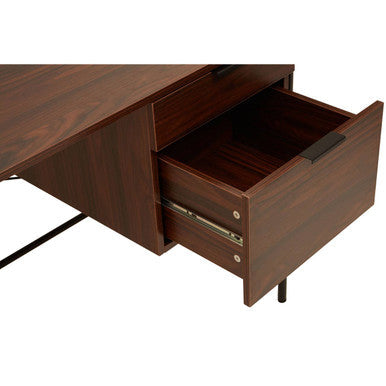 Bradbury Dark Walnut Veneer 2 Drawer Desk with Metal Frame