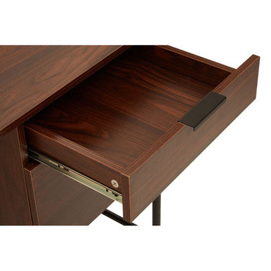 Bradbury Dark Walnut Veneer 2 Drawer Desk with Metal Frame