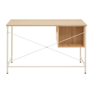 Bradbury Natural Oak Veneer 2 Drawer Desk with Metal Frame