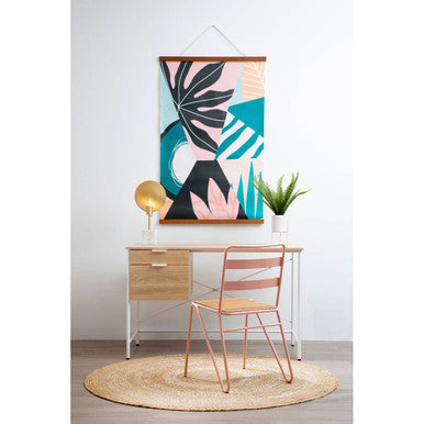 Bradbury Natural Oak Veneer 2 Drawer Desk with Metal Frame