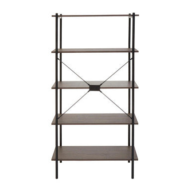 Bradbury Dark Oak Veneer 5 Tier Shelf Unit with Metal Frame