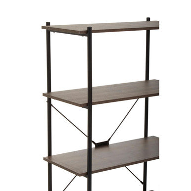 Bradbury Dark Oak Veneer 5 Tier Shelf Unit with Metal Frame