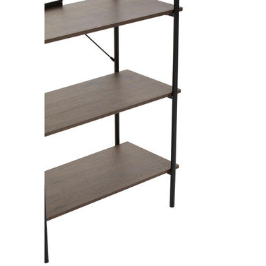 Bradbury Dark Oak Veneer 5 Tier Shelf Unit with Metal Frame