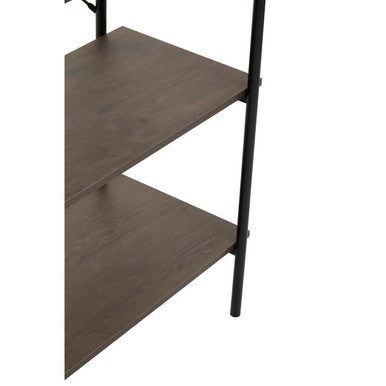 Bradbury Dark Oak Veneer 5 Tier Shelf Unit with Metal Frame