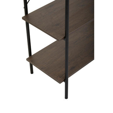 Bradbury Dark Oak Veneer 5 Tier Shelf Unit with Metal Frame