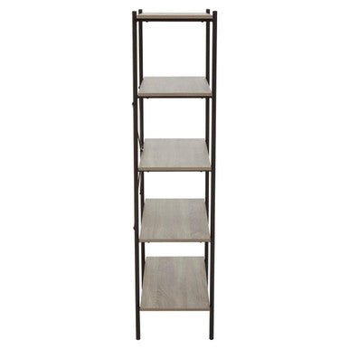 Bradbury Grey Oak Veneer 5 Tier Shelf Unit with Metal Frame
