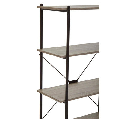 Bradbury Grey Oak Veneer 5 Tier Shelf Unit with Metal Frame