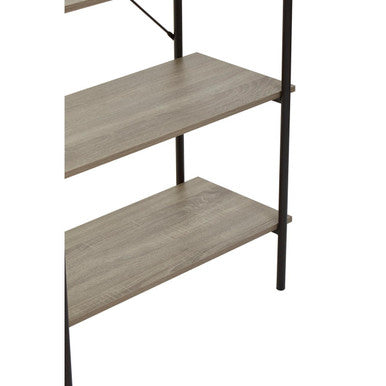 Bradbury Grey Oak Veneer 5 Tier Shelf Unit with Metal Frame