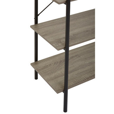 Bradbury Grey Oak Veneer 5 Tier Shelf Unit with Metal Frame