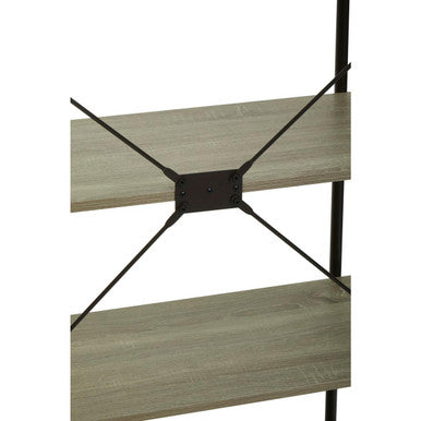 Bradbury Grey Oak Veneer 5 Tier Shelf Unit with Metal Frame
